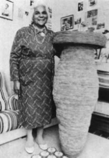 Connie Hart, well known Gunditjmara basket weaver