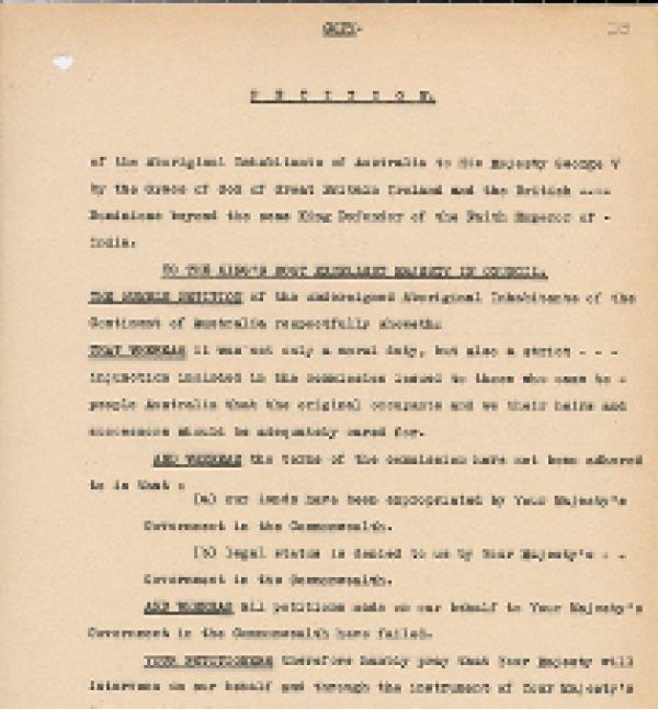 William Coopers Petition To The King, Written at 43 McKay Street, Seddon